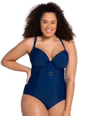 CS019601 Curvy Kate Retro Sun Halterneck Swimsuit - CS019601 Navy 