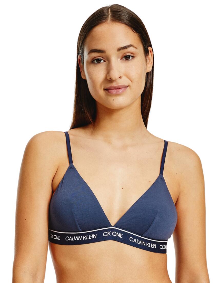 000QF6501E Calvin Klein CK One Recycled Unlined Triangle Bra - 000QF6501E Blue Shadow