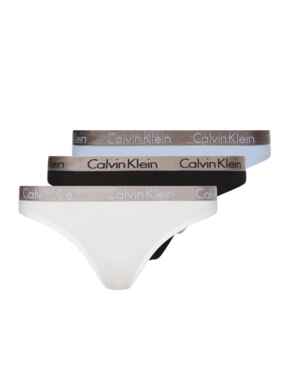 000QD3560E Calvin Klein Radiant Cotton Thong 3 Pack - 000QD3560E Black/White/Prepster Blue