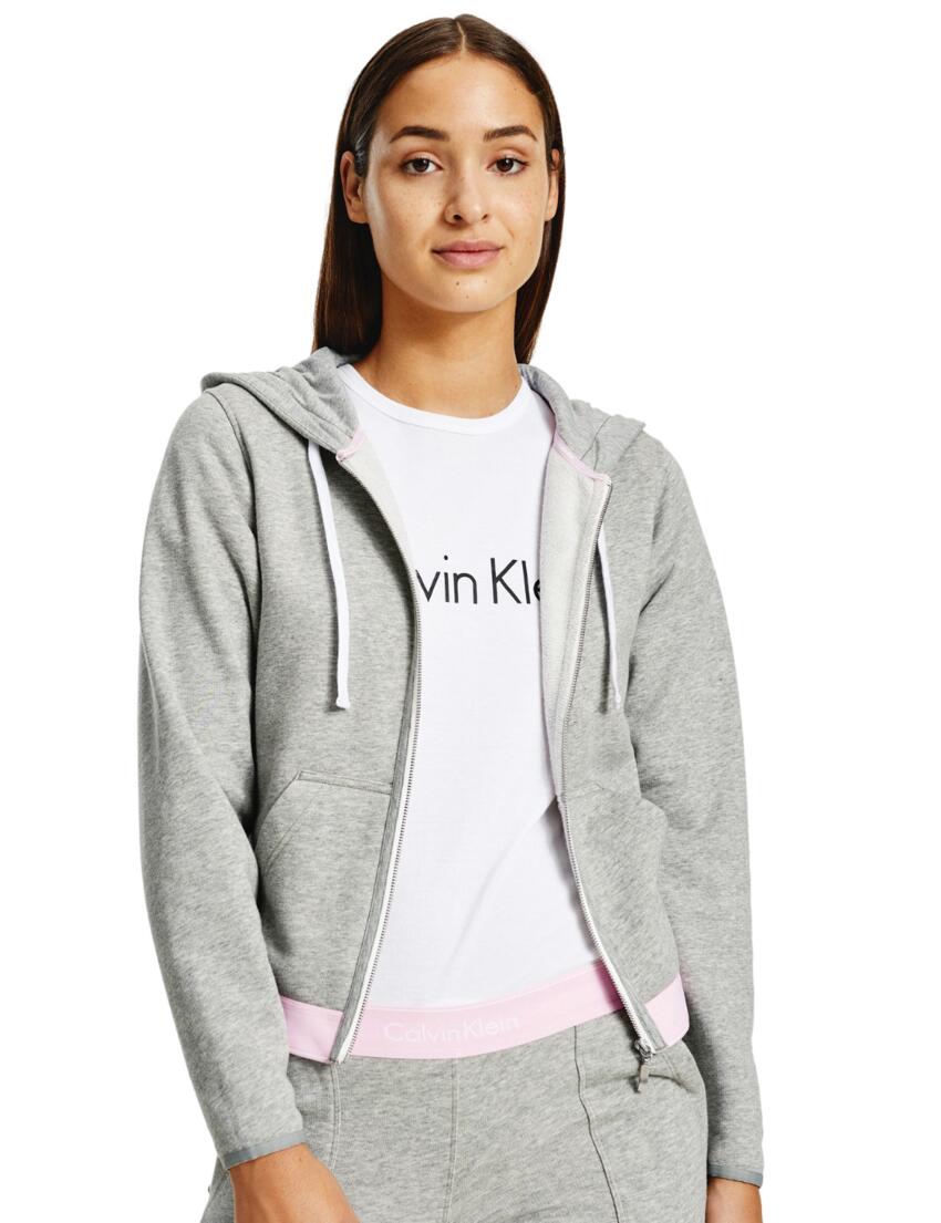 Calvin Klein Women's Modern Cotton Full Zip Hoodie Top, Grey Heather,  Medium at  Women's Clothing store