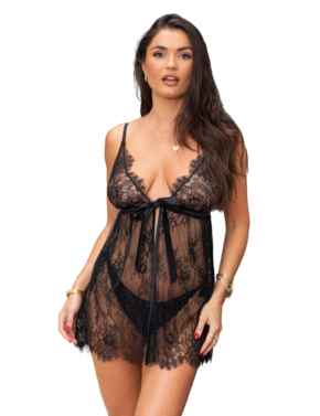 Pour Moi For Your Eyes Only Lace Babydoll Black