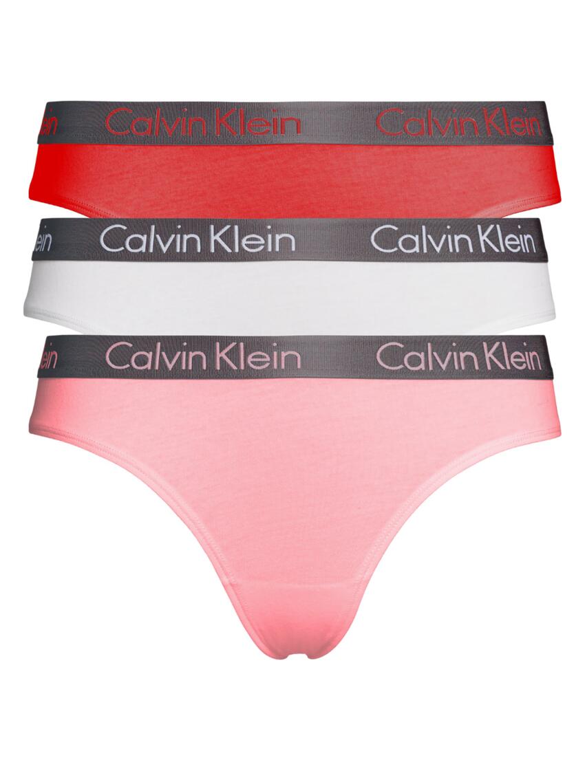 000QD3560E Calvin Klein Radiant Cotton 3 Pack Thong - 000QD3560E Strawberry Field/White/Aloha Pink