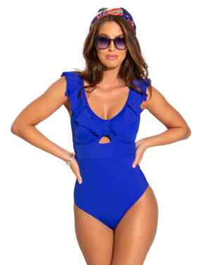 Pour Moi Space Frill Non Wired Swimsuit Ultramarine