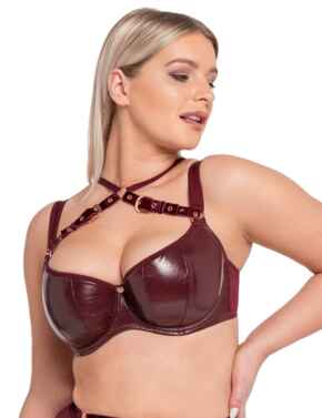 Scantilly by Curvy Kate Buckle Up Padded Half Cup Bra Oxblood