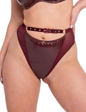 Scantilly by Curvy Kate Buckle Up High Waist Thong Oxblood
