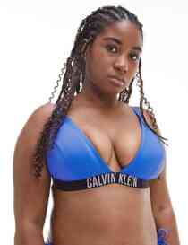 Calvin Klein Intense Power Triangle Bikini Top Plus Size Wild Bluebell