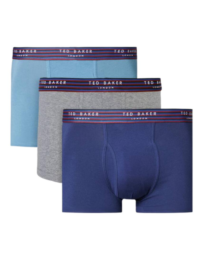 RTBC212 Ted Baker Mens Trunks 3 Pack - RTBC212 Aegean Blue/Heather Grey/Medieval Blue