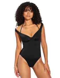 Pour Moi Control suit Underwired Off the Control Swimsuit Black