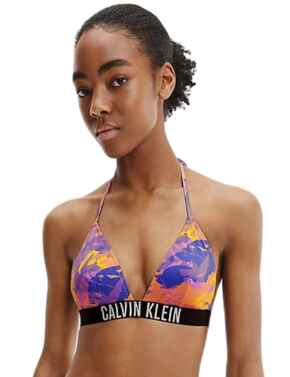 Calvin Klein Intense Power Triangle Bikini Top Tropical Leaf 