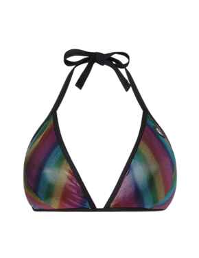 Calvin Klein Pride Plus Size Triangle Bikini Top Rainbow Gradient Black 