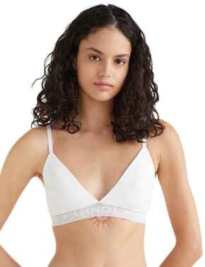 Tommy Hilfiger Logo Lace Spacer Cup Triangle Bra White 