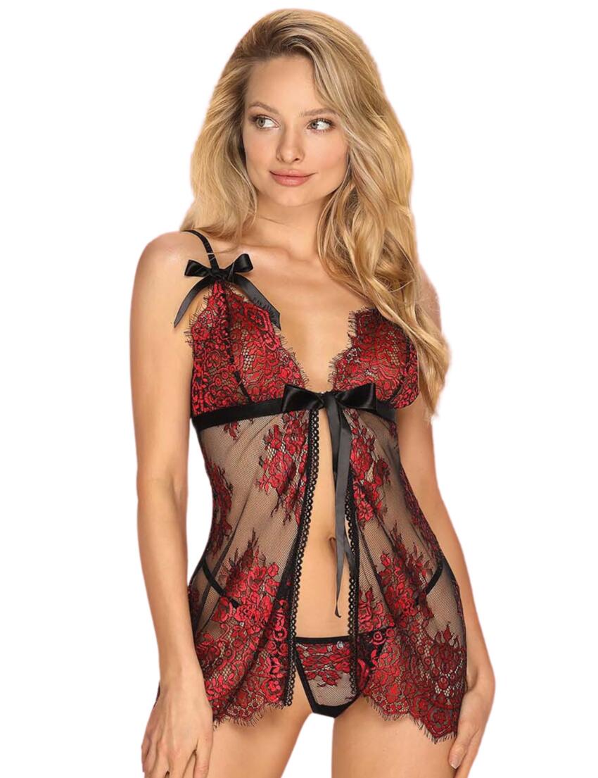 Obsessive Redessia Babydoll And Thong Red