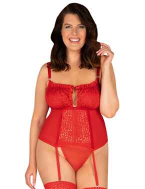 Obsessive Blossmina Corset And Thong Red