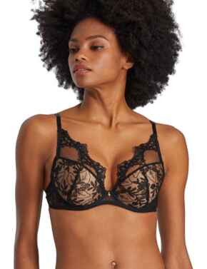 Curve Muse Plunge Bralette with Floral Lace-2pack-RED,GREY-XL