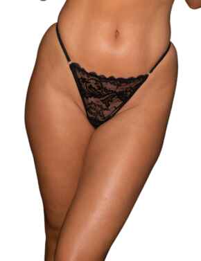 Pour Moi For Your Eyes Only Crotchless Thong Black 