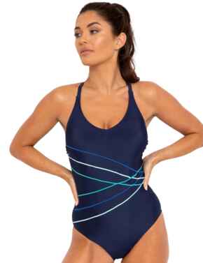 Pour Moi Energy Recycled Material V Neck Swimsuit Navy/Aqua