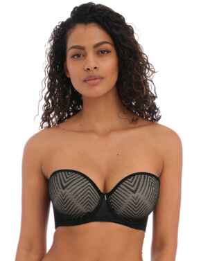 Freya Tailored Molded Plunge Underwire T-Shirt Bra (401131),28D,Black at   Women's Clothing store