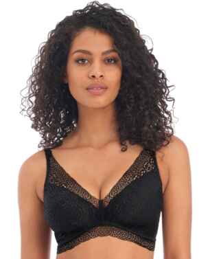 BIZIZA Wireless Bras with Support and Lift Minimizer Bra Soft Lace Bras for  Women Black 46C 