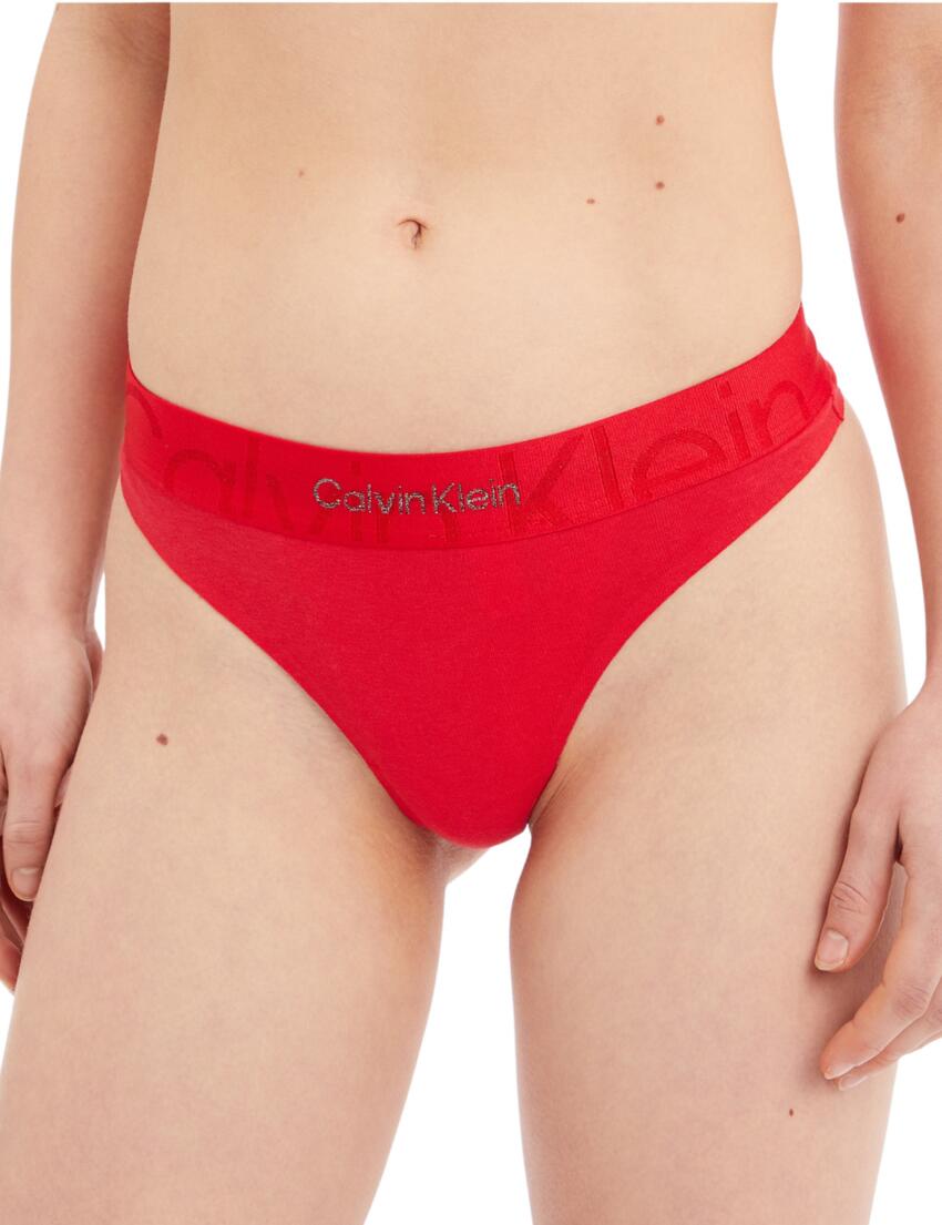 Calvin Klein Embossed Icon cotton blend thong in black and gold