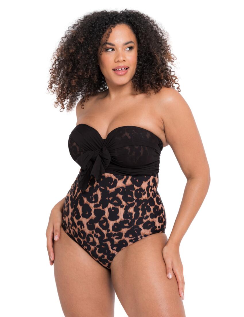CS005600 Curvy Kate Wrapsody Bandeau Swimsuit - CS005600 Leopard Print