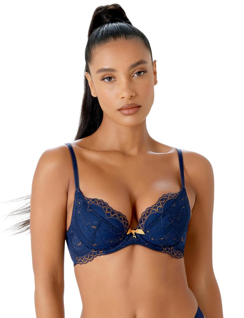 Superboost Lace Non Padded Underwired Plunge Bra - Midnight Blue