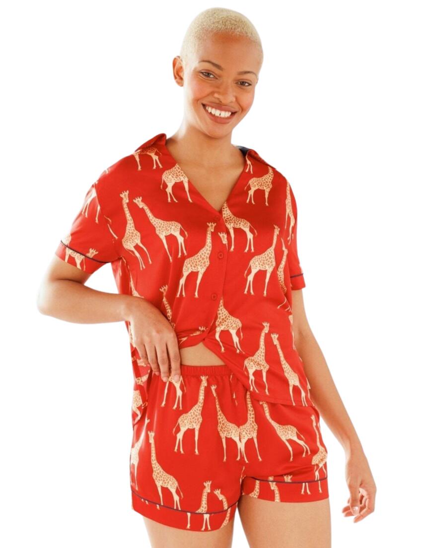 Chelsea Peers Short Pyjama Set Red Giraffe