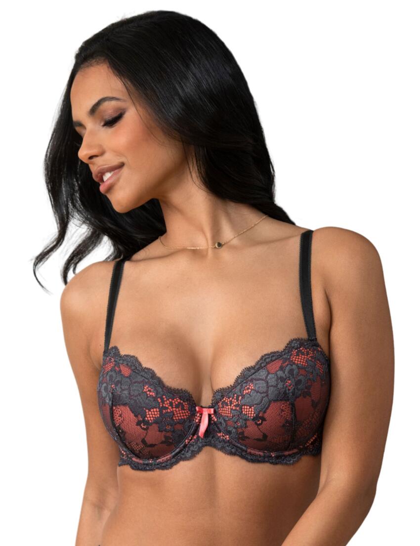 1513 Pour Moi Amour Padded Underwired Bra - 1513 Slate/Coral