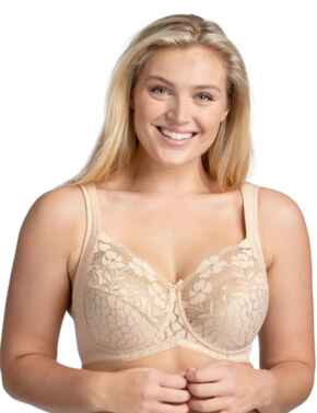 Miss Mary of Sweden Jacquard And Lace Full Cup Bra Beige