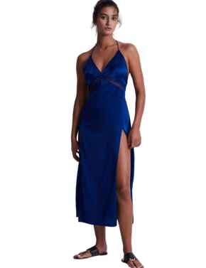 Aubade Silk Desire Long Nightie Electric Blue 