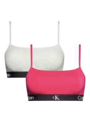 Calvin Klein Modern Cotton Unlined Bralette 2 Pack Cerise/Snow Heather