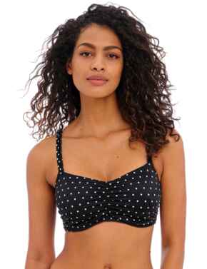 Freya Jewel Cove Sweetheart Padded Underwire Bikini Top (7231)- Black -  Breakout Bras