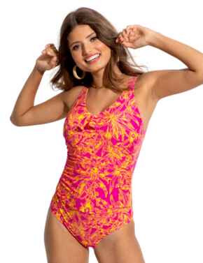 Pour Moi Freedom Tummy Control Swimsuit Pink/Yellow