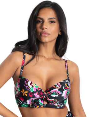 Pour Moi Sunshine Padded Underwired Tie Top Black Multi 