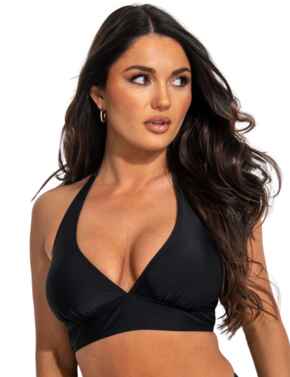 Pour Moi Fuller Bust Space Halter Underwired Wrap Bikini Top In Black for  Women