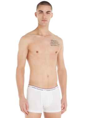 Tommy Hilfiger Mens Essential Repeat Trunks 3 Pack White/Tango Red/Peacoat