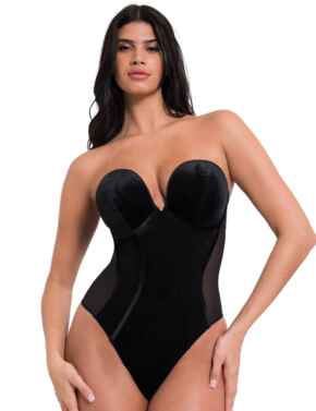 Scantilly by Cruvy Kate Icon Plunge Strapless Padded Body Black 