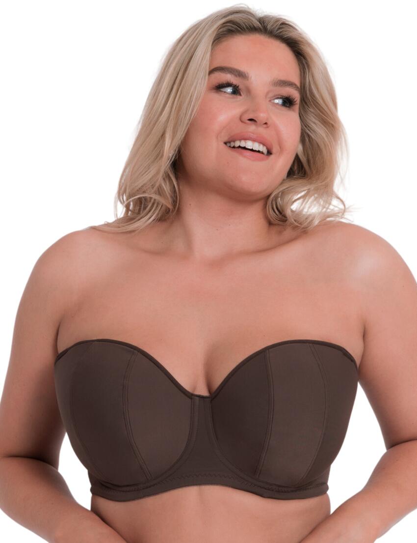 Curvy Couture Women's Smooth Strapless Multi-Way Bra Cocoa 36H