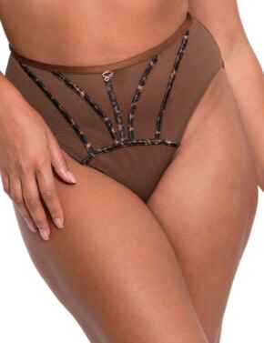Scantilly by Curvy Kate Senses High Waisted Brief Leopard Brown