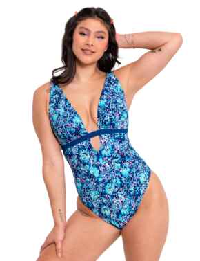 Curvy Kate Mykonos Reversible Non-Wired Swimsuit Blue Print 