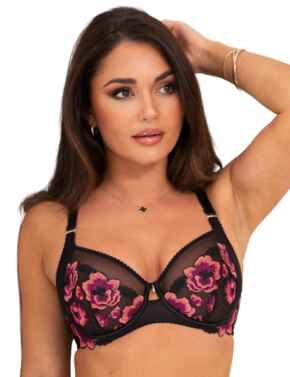 Pour Moi Soiree Embroidery Side Support Bra Black/Pink