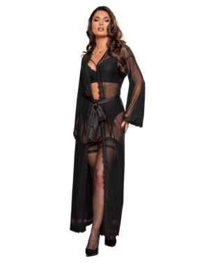 Pour Moi For Your Eyes Only Mesh And Lace Maxi Gown Black