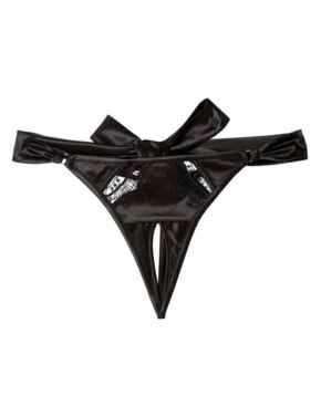 Playful Promises Wren Satin and Lace Thong Black 