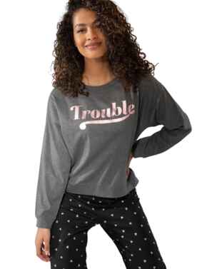 Pour Moi Trouble Jersey Jogger Pyjama Set Grey/Black