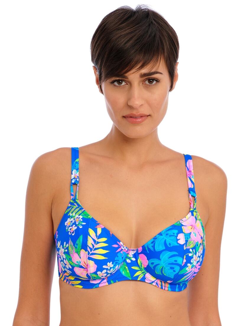 204502 Freya Hot Tropics Plunge Bikini Top - 204502 Blue