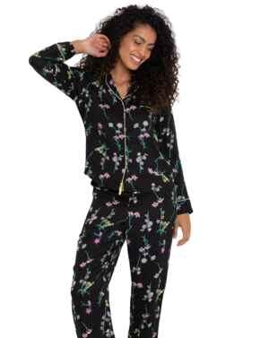 Pour Moi Luxe Woven Pyjama Set Black Floral