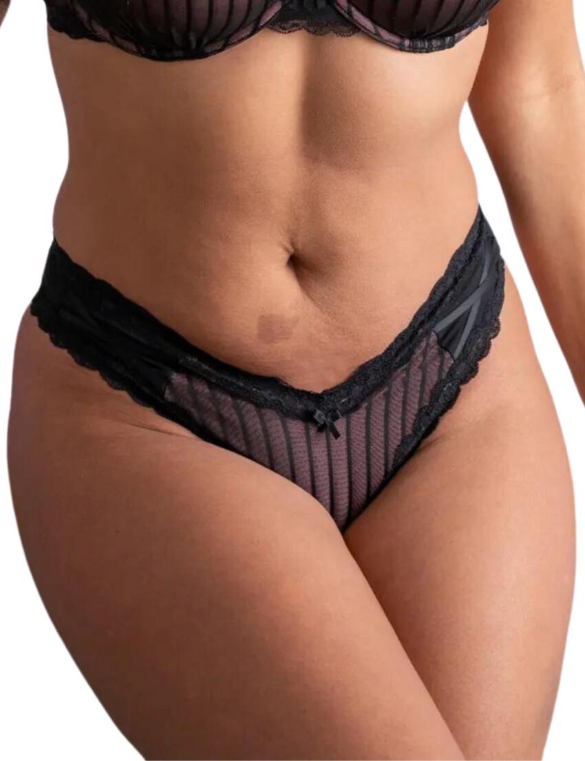 Pour Moi Luxe Linear Brazilian Brief Black/Blush