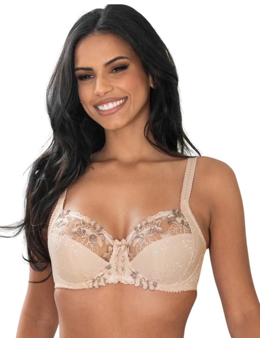 Pour Moi Sofia Embroidered Side Support Bra 34D, Latte at  Women's  Clothing store
