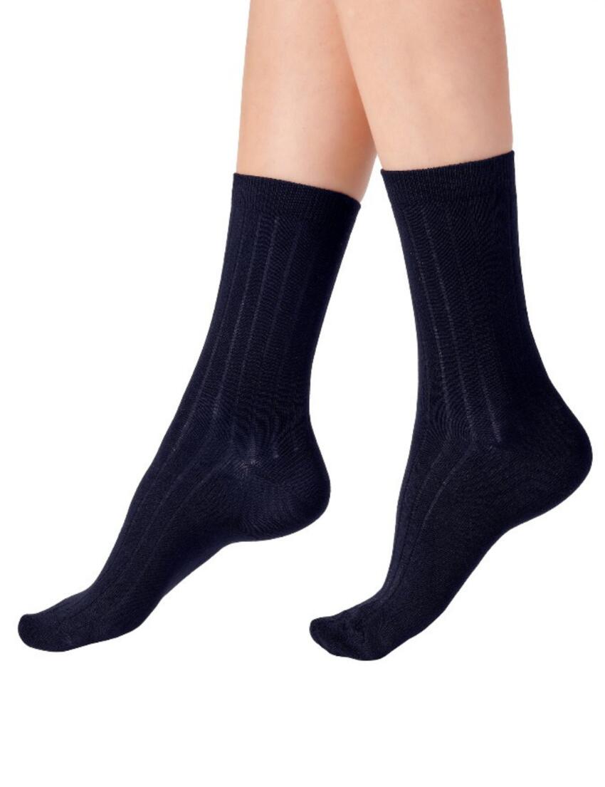 Pretty Polly Bamboo Socks 2-Pack Textured Design Socks Navy