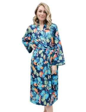 Cyberjammies Bea Long Dressing Gown Blue Floral
