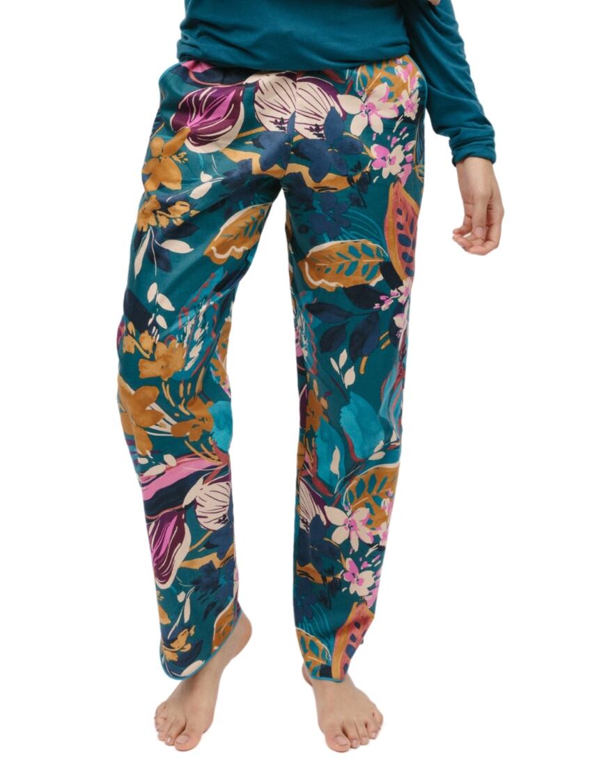 Cyberjammies Maple Pyjama Pants Teal Leaf Print 
